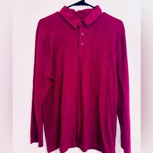 Gap Polo Sweater Long Sleeve Wine Color 100% Cotton Men's Size L